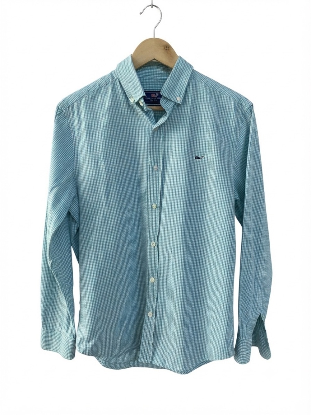 Vineyard Vines On-The-Go Gingham Button Shirt Light Blue Small